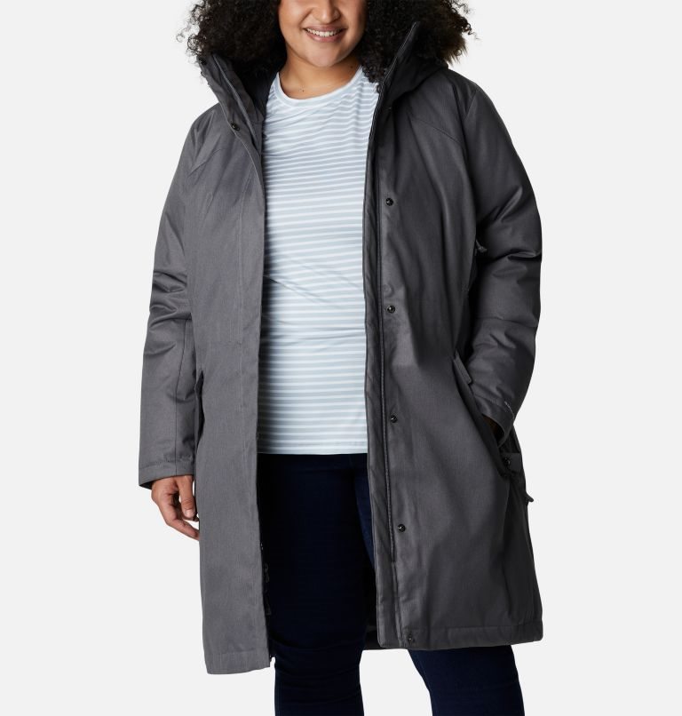 Women's Columbia Juniper Ridge Omni-Heat Infinity Down Parka Jackets Dark Grey | Plus Size CA-D681C